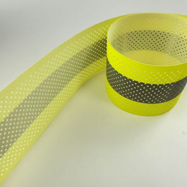 5CM aramid high visibility flame-retardant reflective strip - perforated fluorescent yellow