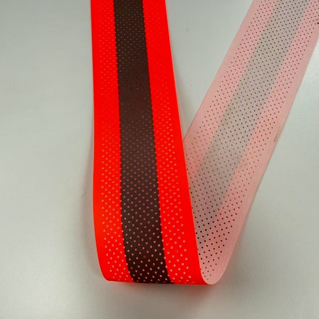 5CM Aramid High Visibility Flame-retardant Reflective Strip - Perforated Fluorescent Red
