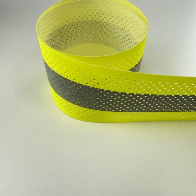 5CM aramid high visibility flame-retardant reflective strip - perforated fluorescent yellow