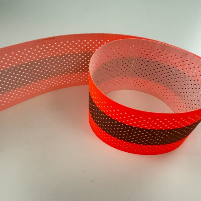 5CM Aramid High Visibility Flame-retardant Reflective Strip - Perforated Fluorescent Red